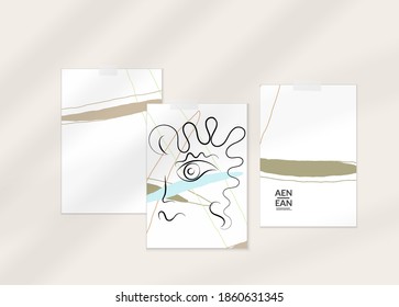 Resumen de retrato auténtico en la plantilla moderna de juego de tarjetas. Obra de arte continua de un doodle dibujado a mano. Composición contemporánea al estilo moderno del arte cubismo. Burlarse de la sombra.