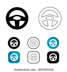 Abstract Automobile Steering Wheel Icon Set