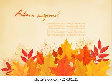 Abstract autumn background with colorful leaves. Vector illustration. 