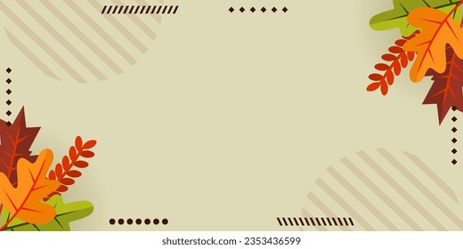 abstract autumn background for design with vector leaves and geometric elements