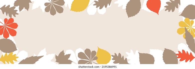 Abstract autumn background for fall holiday banner with any leaves. Oak, Marple, Birch, willow, chestnut, linden, vector illustration