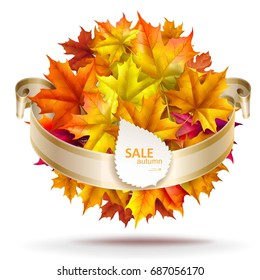 Abstract autumn background. Falling leaves of maple. Vector eps 10.