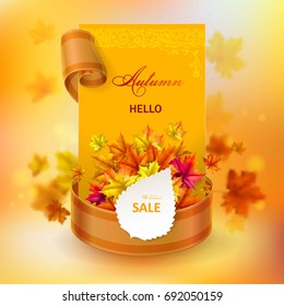 Abstract autumn background. Falling leaves of maple. Vector eps 10.