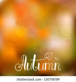Abstract autumn background with hand drawn lettering. Eps10 vector illustration