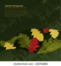 abstract autumn background with oak leafs, flat shadow effect