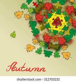 Abstract autumn background with patterns of leaves with space for text
