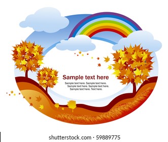 abstract autumn background with rainbow