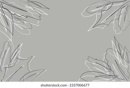 Abstract Autumn background with the space for text. Vector seasonal illustration with leaves silhouettes and pastel spots. Vector frame with cope space for discount, social media post, invitation.