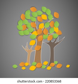 abstract autumn background with stylized tree and leafs