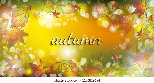 Abstract autumn background with vector leaves