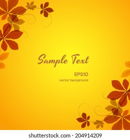 Abstract autumn background with yellow chestnut leaves, vector eps10 