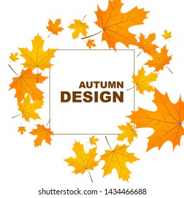 Abstract autumn background with yellow leaves of maple. Vector illustration with withered foliage.