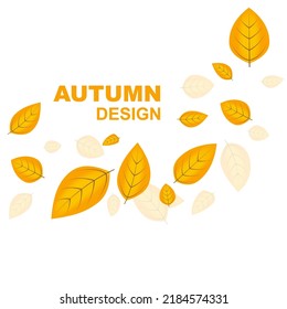 Abstract autumn background with yellow leaves. Vector texture with withered falling foliage.