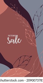 Abstract autumn backgrounds greeting cards and invitations. Banners with autumn hand drawn leaves and elements