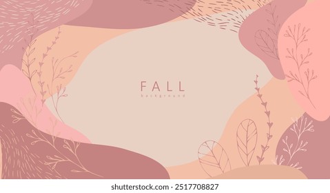 Abstract autumn backgrounds greeting cards and invitations. Banners with autumn hand drawn leaves and elements