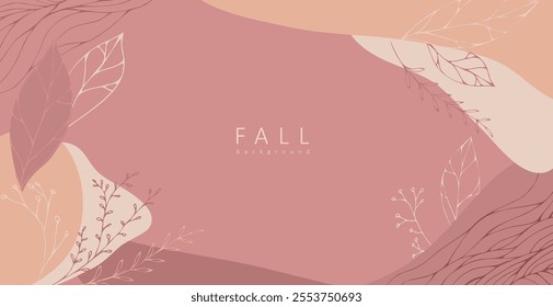 Abstract autumn backgrounds greeting cards and invitations. Banners with autumn hand drawn leaves and elements