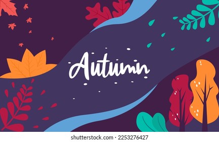 abstract autumn backgrounds for social media stories. Colorful banners with autumn fallen leaves and yellowed foliage. Use for event invitation, discount voucher, advertising