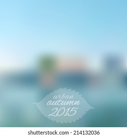 Abstract autumn blurred background, urban, vector illustration. fall leaves.