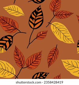 Abstract autumn botanical minimal shapes pattern. Collage contemporary print. Fashionable template for design. Modern ethnic style.