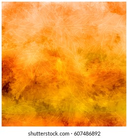 Abstract autumn. Bright background with a rough texture and a stylized image of leaves.