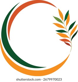 Abstract Autumn Circle Frame with Leaves