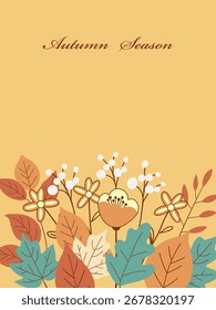 Abstractas collage de otoño. Anuncio de estilo doodle plano de otoño. Hojas de otoño en estilo de dibujos animados. Anuncio estacional. Cartel de venta de otoño