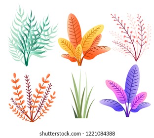 Abstract autumn collection. Plant flower icon. Flat vector illustration isolated on white background.