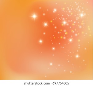 Abstract autumn colors background, vector illustration. Magic sparkle lights, pixie dust background. Fairy tale orange wallpaper concept.