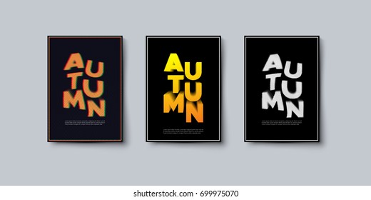 Abstract autumn covers design. Vector creative illustration. A4 paper size autumnal booklets. Contemporary typographical art posters.