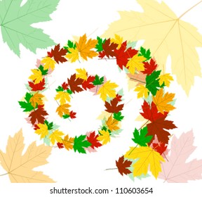 Abstract autumn curl with maple leaves
