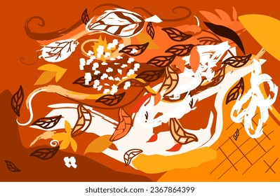 abstract autumn design in doodle style.