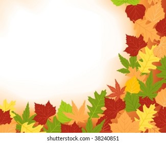 Resumen otoño, fondo de caída con follaje y espacio de copia. Uso de mezclas, máscaras de recorte y colores globales. Obra de arte agrupada y estratificada.