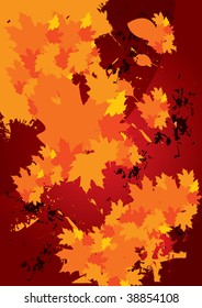 abstract autumn fallen leaves background - vector illustration