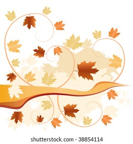 abstract autumn fallen leaves background - vector illustration