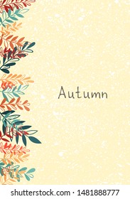 Abstract autumn fern leaves on yellow background vector for decoration on autumn festival.