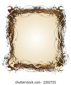 abstract autumn floral grunge frame