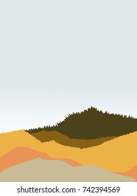Abstract autumn forest. Mountains landscape vector illustration.
