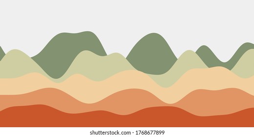 Abstract autumn hills with colorful waves in a vector illustration style.