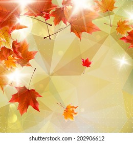 Abstract autumn illustration with maple Leaves. EPS10