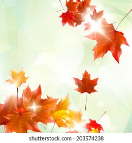 Abstract autumn illustration with maple Leaves. EPS10
