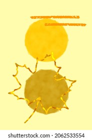 abstract autumn illustration, simple elements and leaves