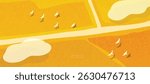 Abstract autumn landscape background vector. Panorama view wallpaper in minimal design with mountain, sky, field, bird. Illustration for print, interior, wall art, decoration, cover, banner.