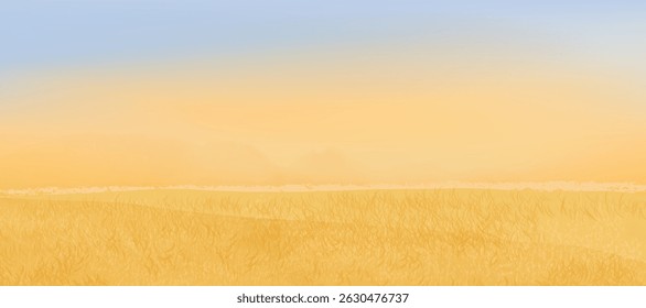 Abstract autumn landscape background vector. Panorama view wallpaper in minimal design with mountain, sky, field. Illustration for print, interior, wall art, decoration, cover, banner.