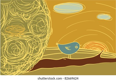 Abstract autumn landscape illustration background