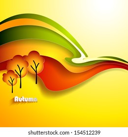 Abstract autumn landscape. Paper design background.