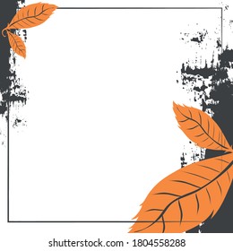 Abstract Autumn Leaf Dark Brush Style Border Vector