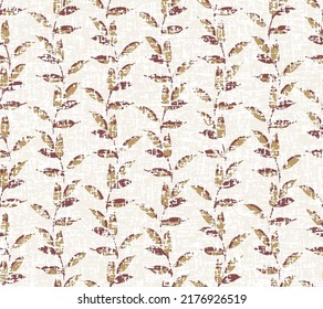 Abstract autumn leaf textured pattern on beige background. Seamless colorful vertical line leaf textured pattern.