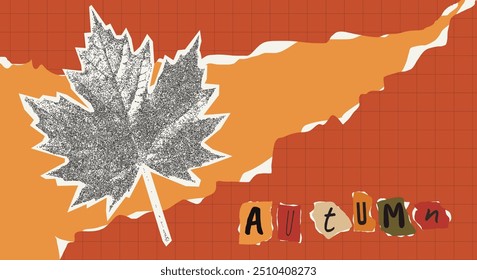Hoja Abstractas del otoño con el papel rasgado y el texto manuscrito