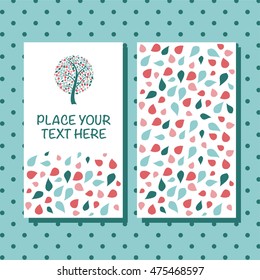 Abstract autumn leaves background with place for your text on the polka dot background. Greeting card.