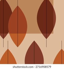 Abstrato padrão de folhas de outono com tons de marrom e laranja. Deixa características de design formas geométricas. Perfeito para fundos com tema de outono e decoração. Vetor de ilustração de folha.